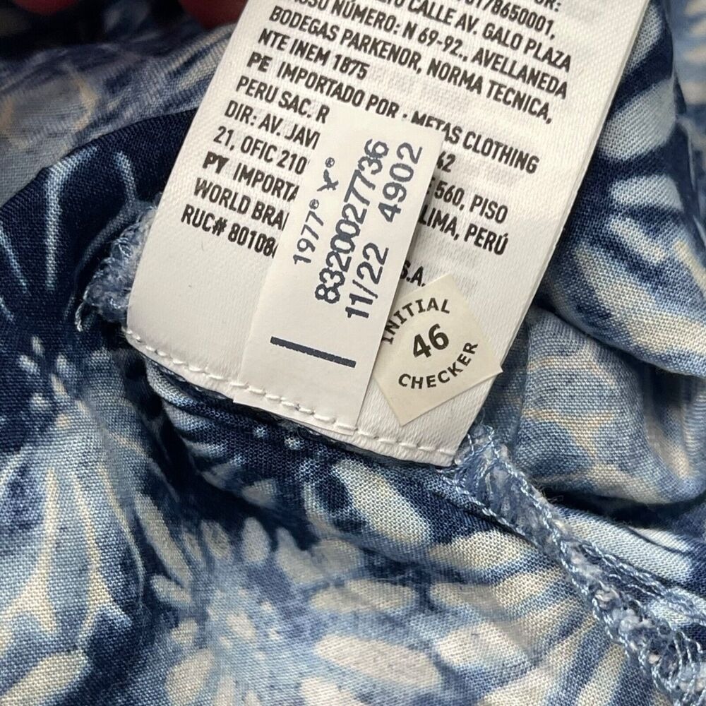American Eagle Outfitters Tank Top XXL Blue Tropical Print Smocked Cropped - Picture 8 of 9